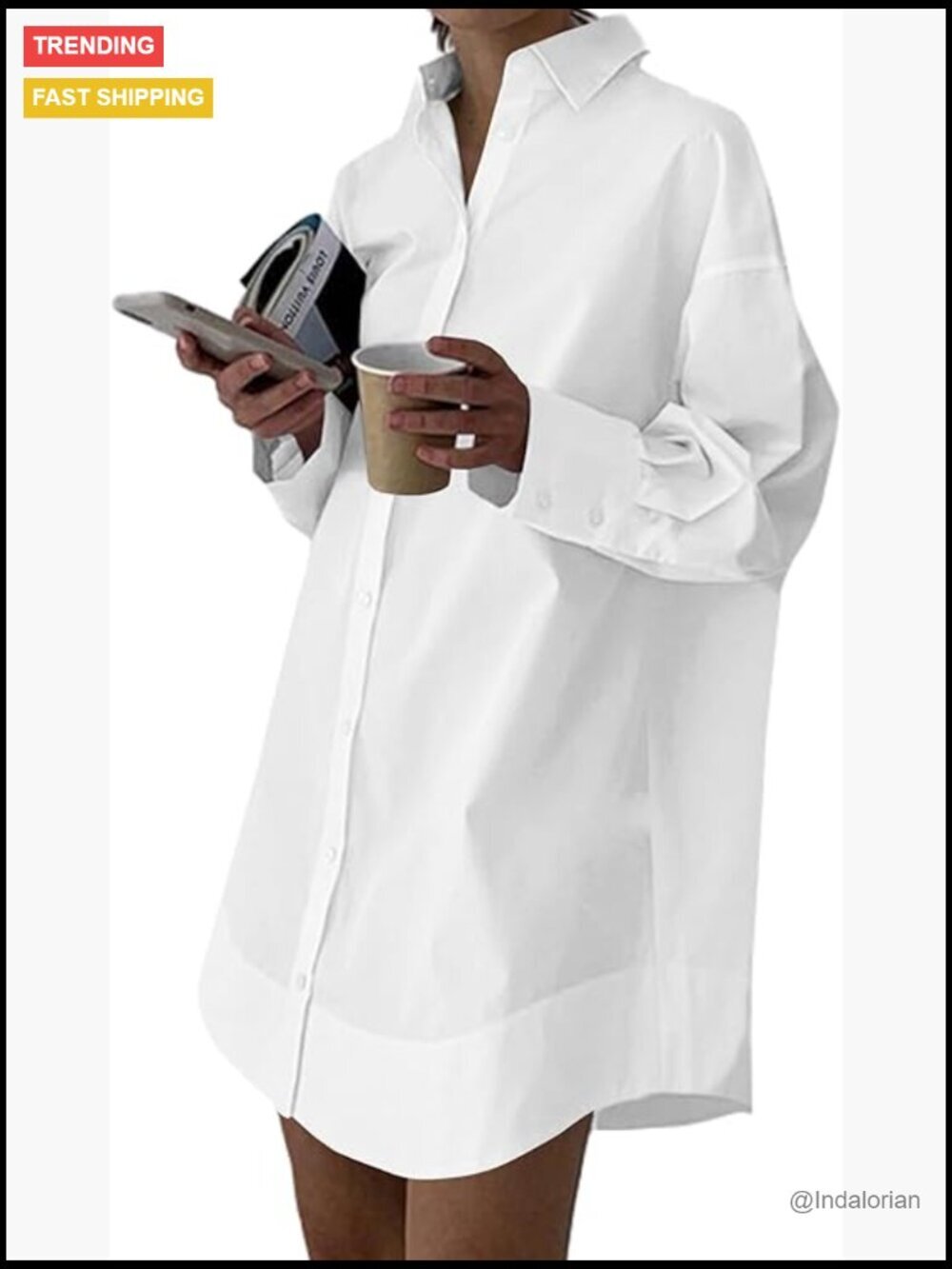 Women's Casual Shirt Dress Collar V-Neck Button Down Long Sleeve Mini